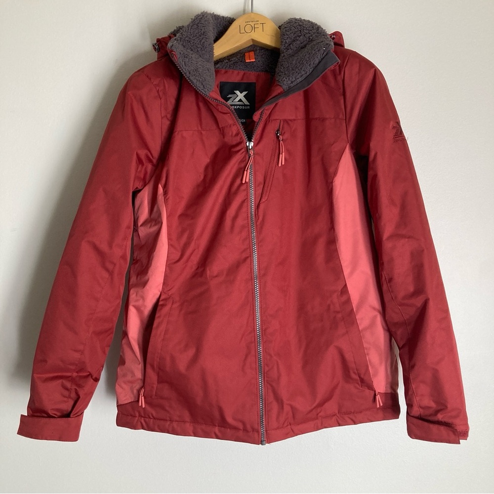 ZeroXposur Women’s Red Jacket with Gray Sherpa Lined Collar